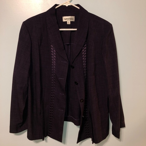 Danny & Nicole purple blazer size 16W embroidered, button up, vintage, purple - Picture 3 of 11